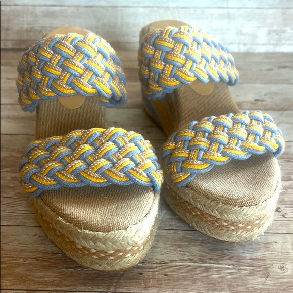 Castaner Blue and Yellow Woven Platform Sandals - Picture 11 of 11